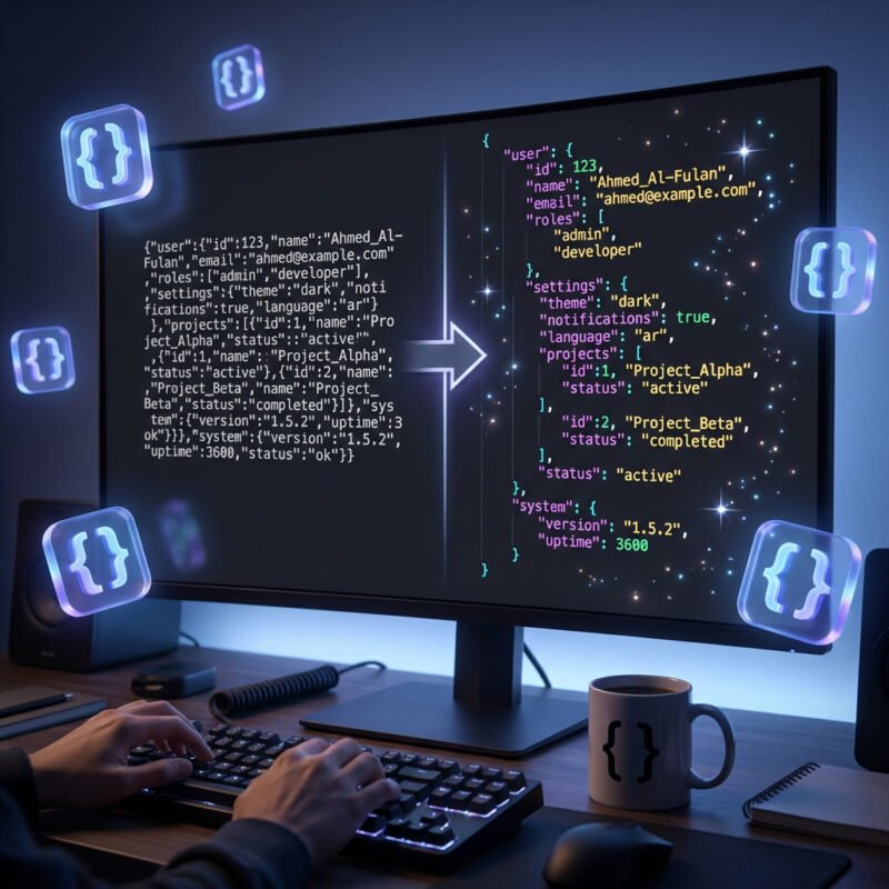 JSON Formatter - محول JSON المجاني لتنسيق وتجميل الملفات بسهولة